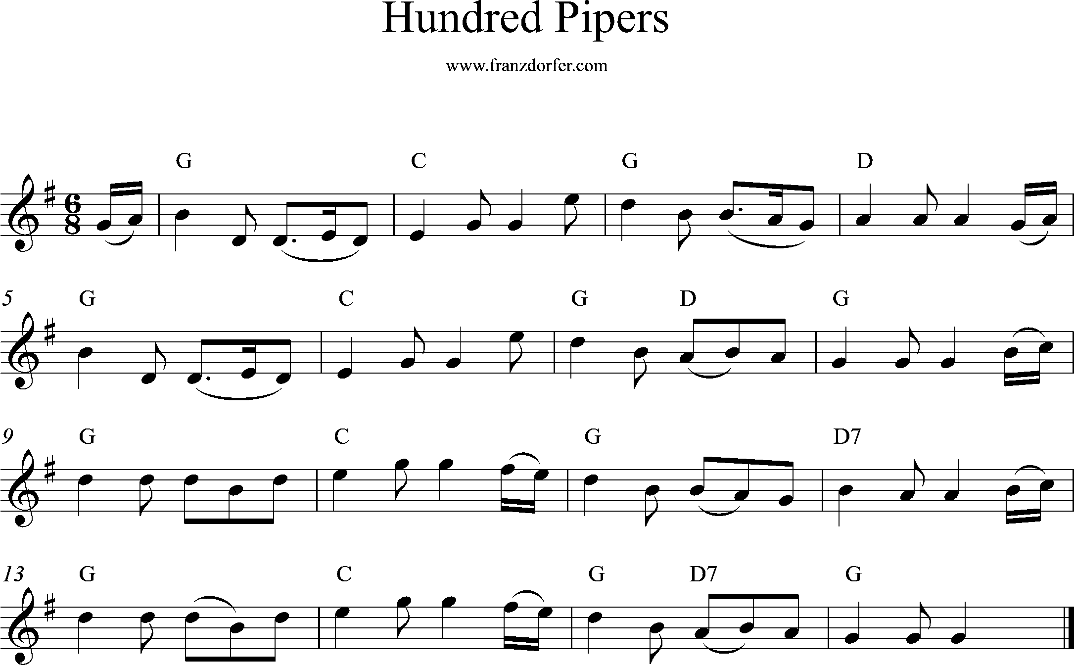 sheetmusic for Trumet- 100 Pipers